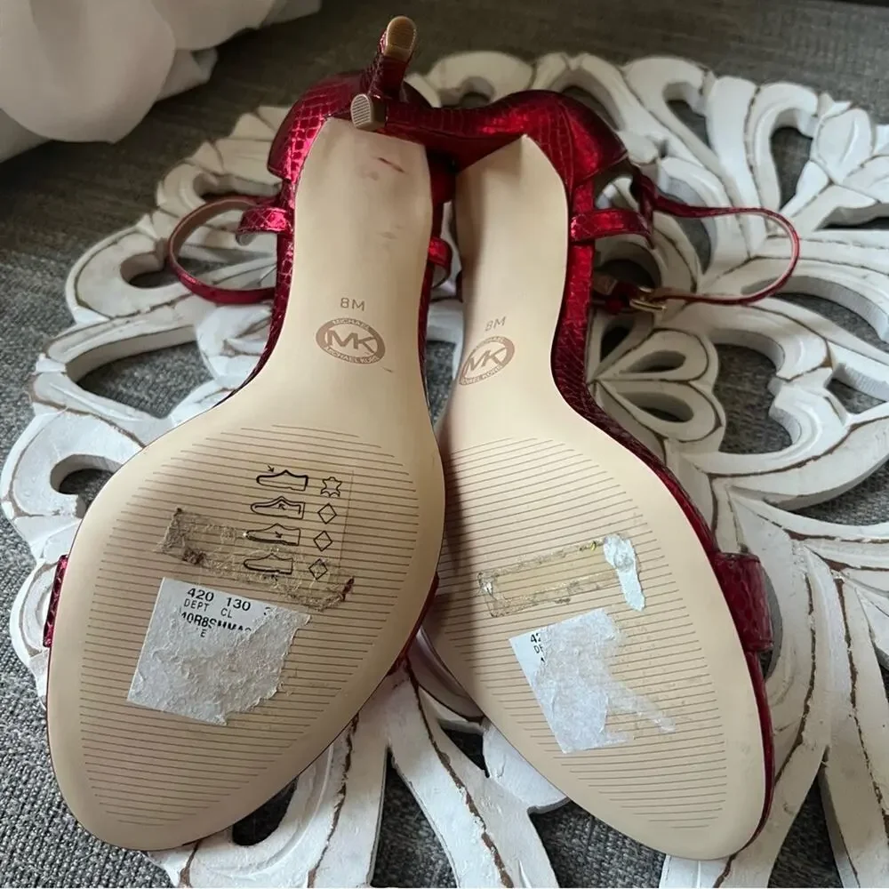 Michael Kors Red Leather High Heels Women’s 8 NEW